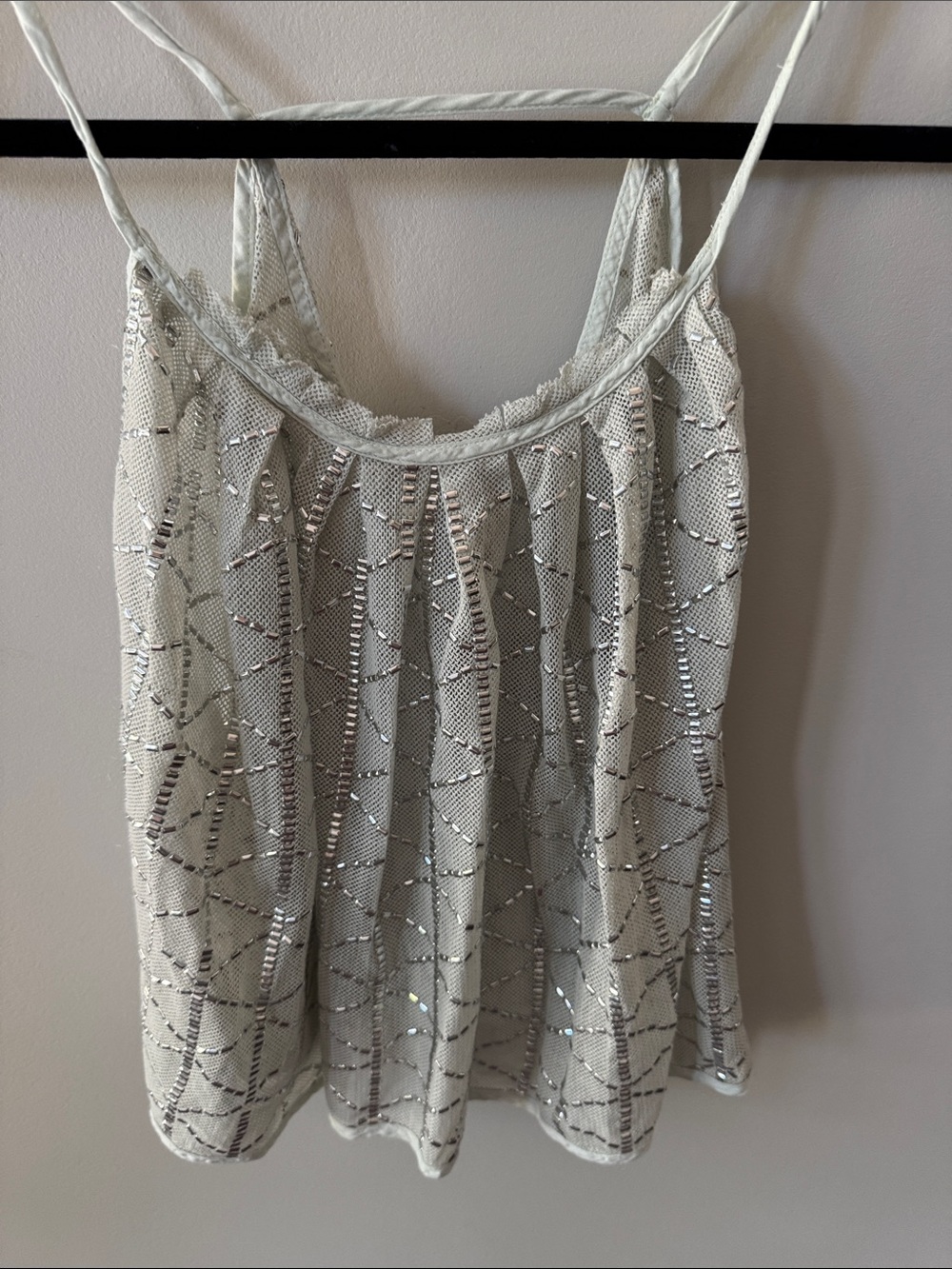 Free People Sparkle Mesh Sequin Tank Top - light green